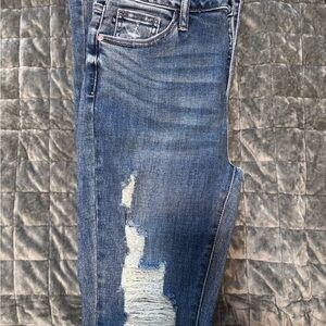 Judy Blue Distressed Skinny Jeans - Classic Blue